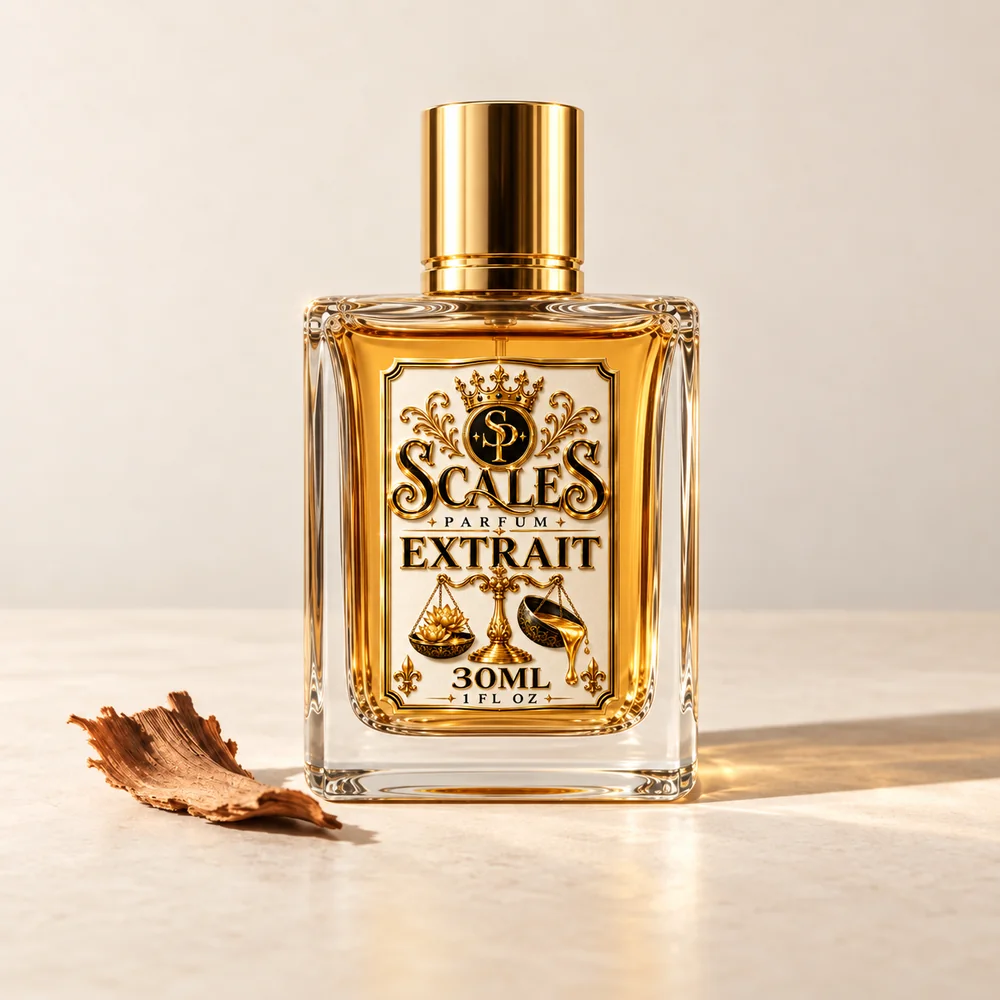 Rubywood perfume bottle with a gold cap